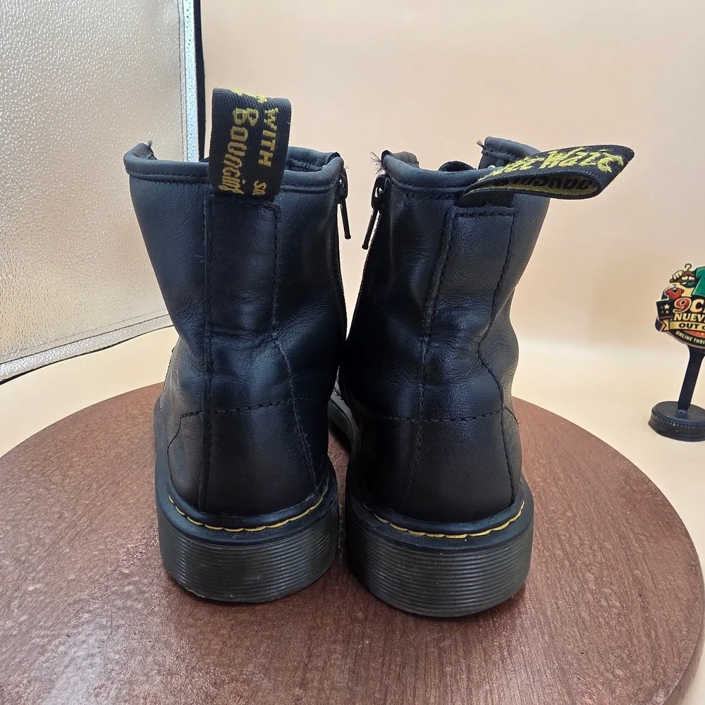 Dr. Martens 1460 J Black Leather Lace Up Side Zip Boots US L 5 M 4 EU 36